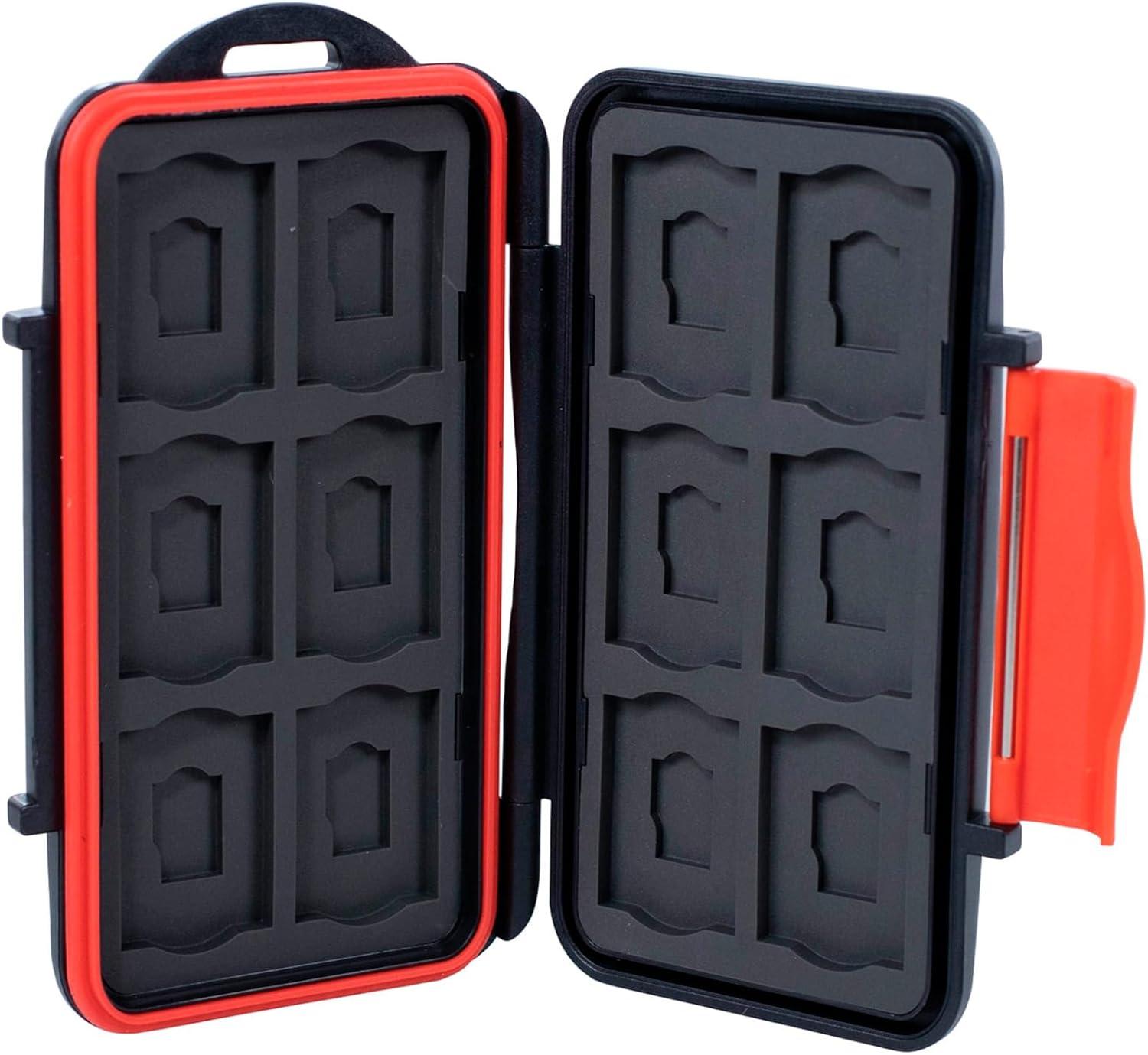 image:imageSTEALTH CAM AntiShock DustProof Waterproof Protective Ergonomic Rubber Sealed ABSPlasic Shell Memory Card Storage Case Holds 12 SD amp 12 MicroSD Cards