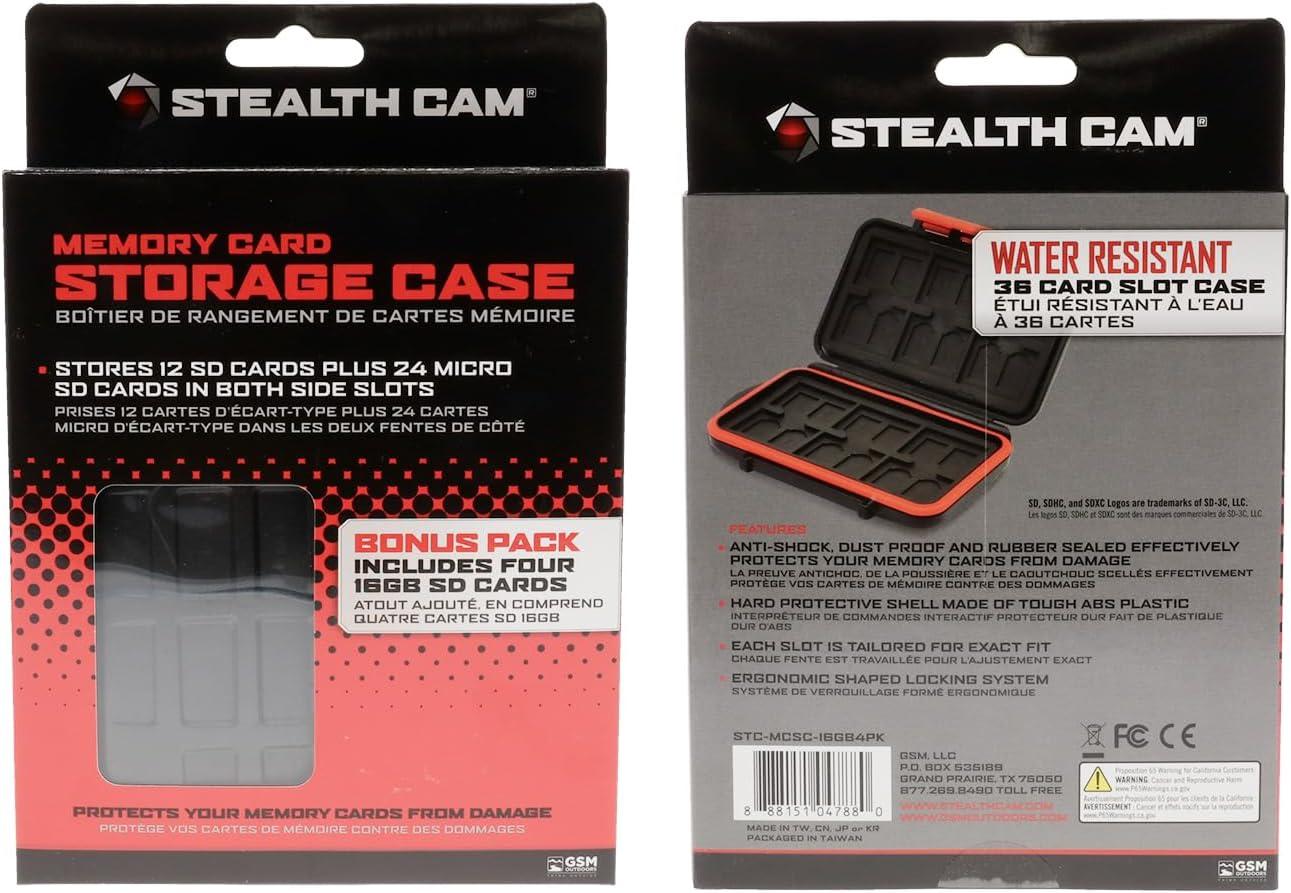 image:imageSTEALTH CAM SD Card HighSpeed Data Transferring Storage Game Trail Hunting Scouting Photo Video Recording Cameras SDHC 16GB SD Memory Card16GB SD Card 4 Pack w Memory Card Storage Case