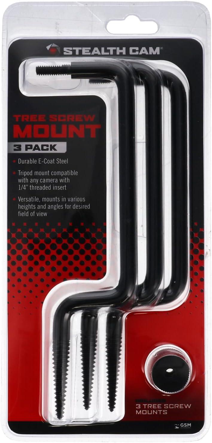 image:imageSTEALTH CAM Universal Fit 14 Tripod Mount Compact Stabilizing Durable Steel 825 Width 2375 Height Hunting Trail Camera Tree Screw Mount 3 Pack