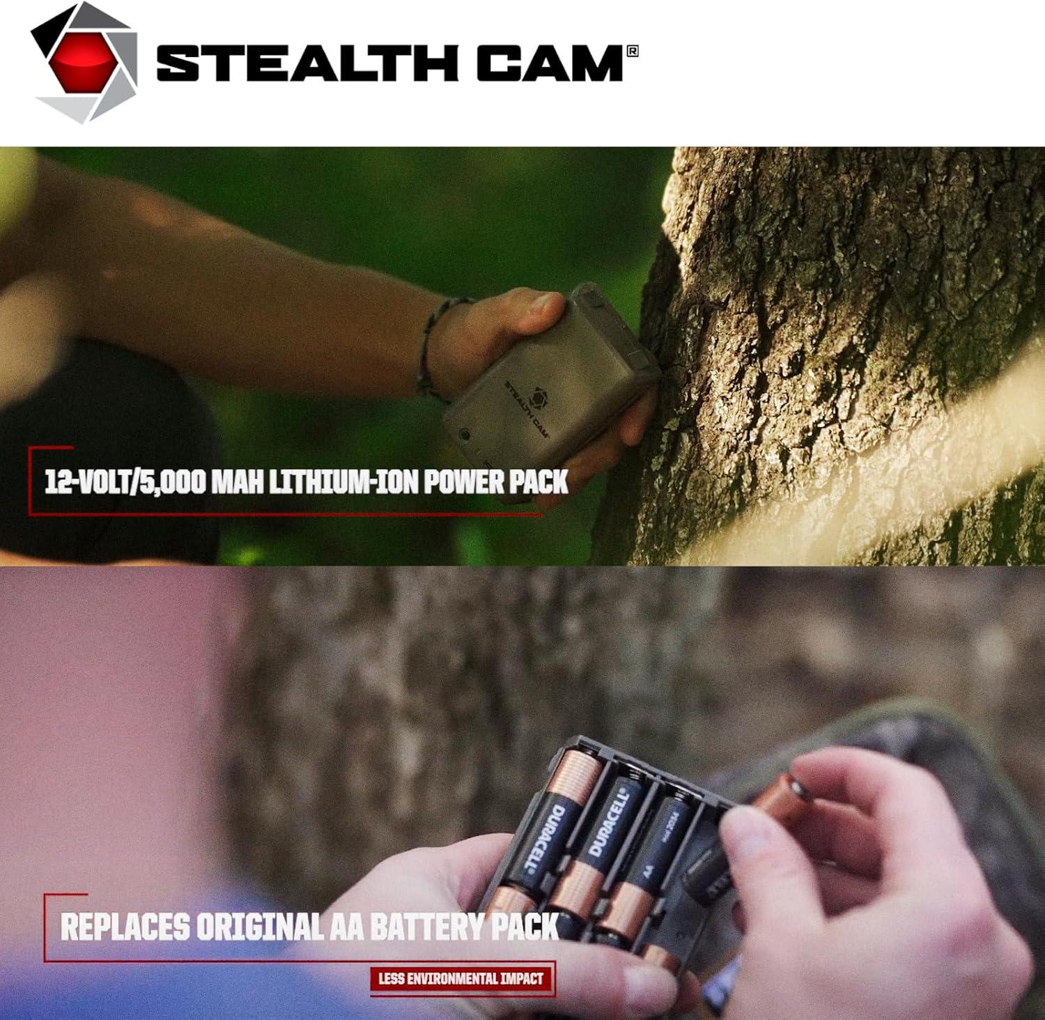 image:imageStealth CAM FieldMax MAXPAK Rechargeable 12Volt5000 mAh Lithium Battery Cartridge Compatible wStealth Cam Hunting Cellular Trail Cameras USB Charging Cable Included5 000 mAh
