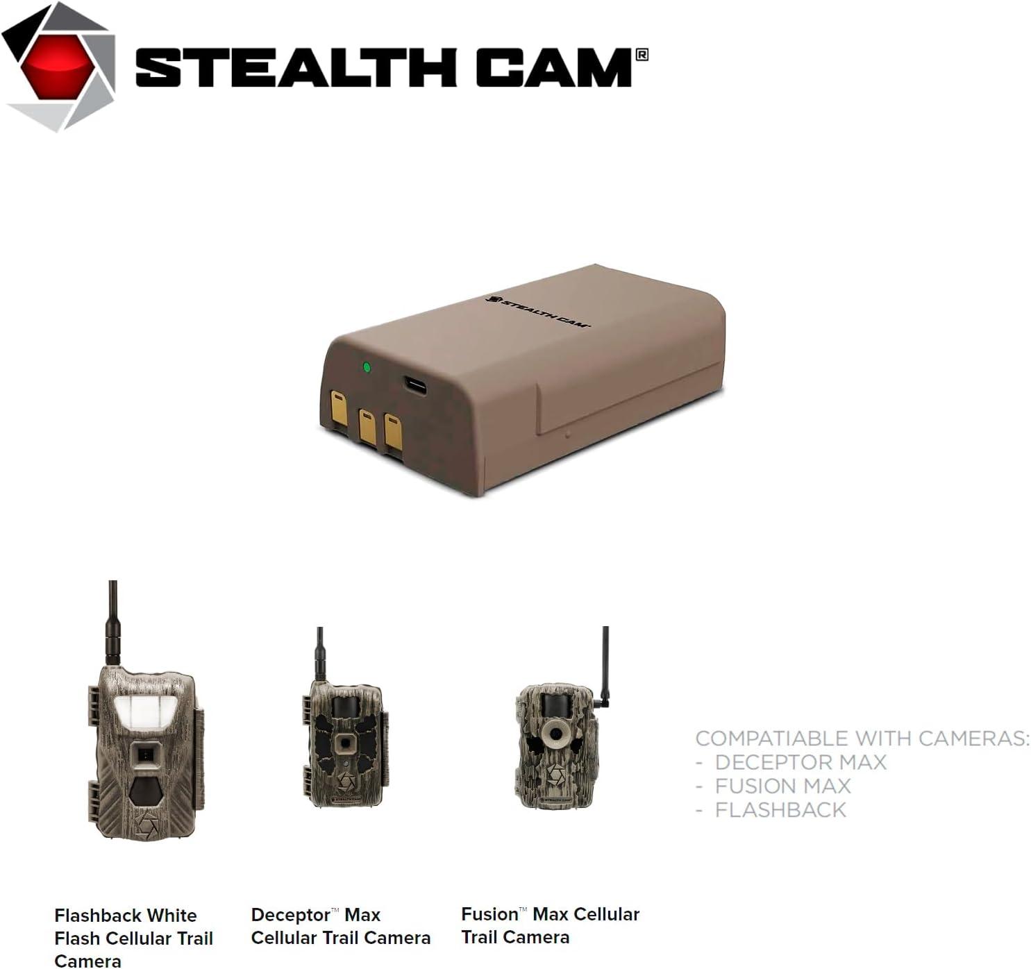 image:imageStealth CAM FieldMax MAXPAK Rechargeable 12Volt5000 mAh Lithium Battery Cartridge Compatible wStealth Cam Hunting Cellular Trail Cameras USB Charging Cable Included5 000 mAh