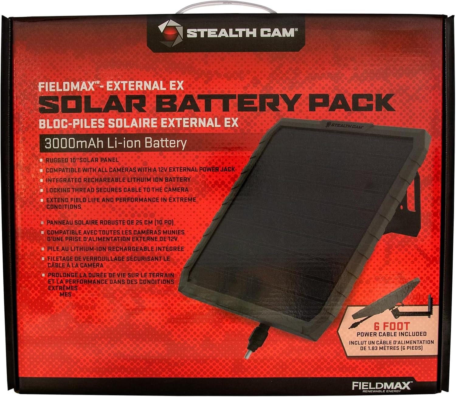 image:imageStealth Cam FieldMax External EX 3000 mAh Solar Battery Pack with 10Inch Solar Panel for Revolver Flashback Deceptor Max and Fusion Max Cellular Trail Cameras3 000 mAh