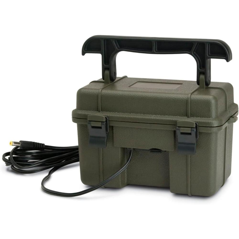 image:imageSTEALTH CAM 12V Battery Box Kit Portable Compact Waterproof Sealed Battery Charging Box for Hunting Trail Cameras w External Power Jack AC Charger 10Ft Steel Cable Included