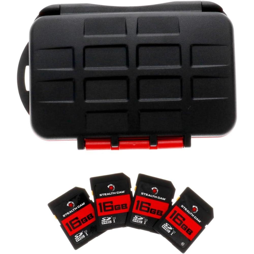 image:imageSTEALTH CAM SD Card HighSpeed Data Transferring Storage Game Trail Hunting Scouting Photo Video Recording Cameras SDHC 16GB SD Memory Card16GB SD Card 4 Pack w Memory Card Storage Case