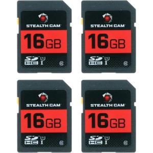 STEALTH CAM SD Card – High-Speed Data Transferring Storage Game Trail Hunting Scouting Photo Video Recording Cameras, SDHC 16GB SD Memory Card(16GB SD Card (4 Pack))