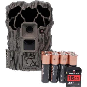 Stealth CAM QS20 20MP Photo & 720P Video at 30FPS 0.8 Sec Trigger Speed 80Ft Detection & IR Range Compact Hunting Trail Camera, 32GB SD Card Supported(QS20NG NO GLO Combo Pack with 8 AA Batteries & 16GB SD Card)